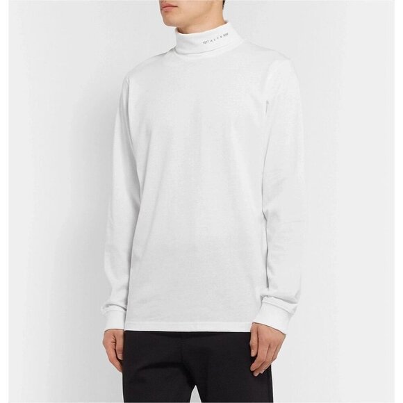 1017 ALYX 9SM Logo-Print Jersey Rollneck T-Shirt Size M Mens White $180 - Picture 13 of 16